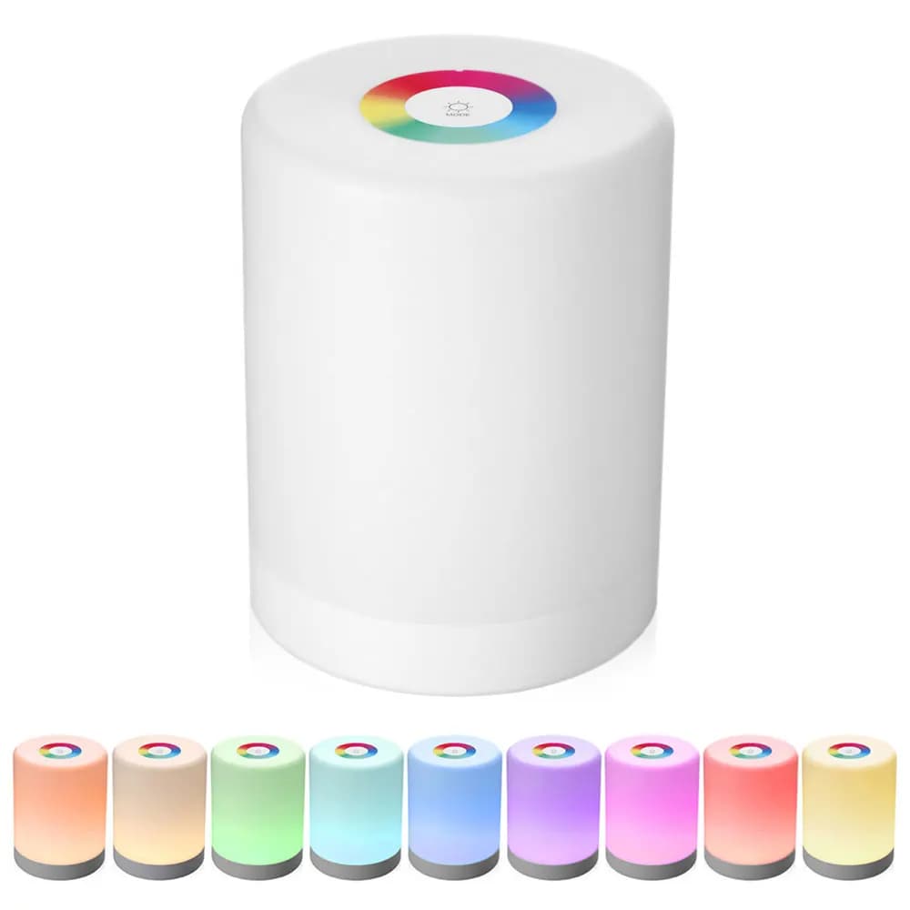 Smart LED Touch Sensor Night Light Rechargeable Table Lamp RGB Dimmable Bedside Light Outoor Capming Lantern Atmosphere Light