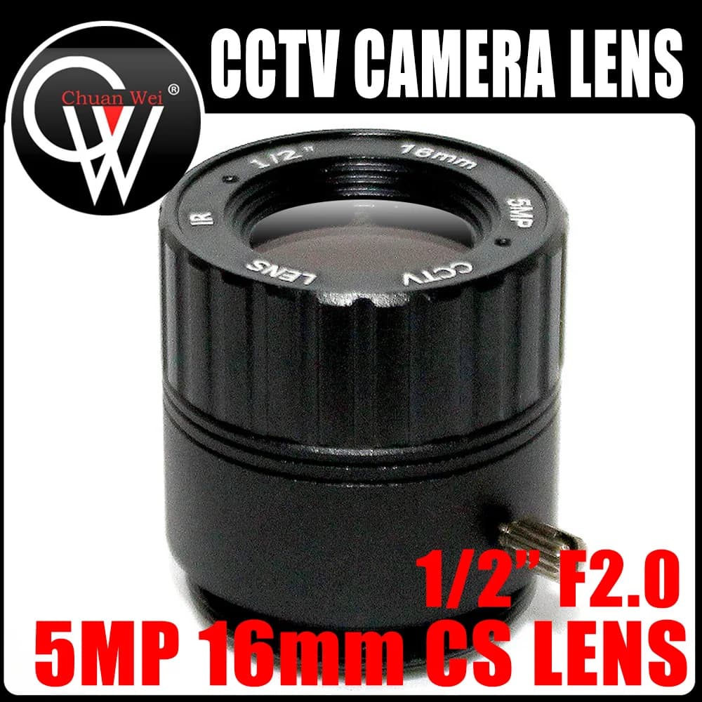 HD 5.0Megapixel IR CCTV Lens 5MP 16mm CS Lens F2.0 Image Format 1/2" for AHD 4MP 5MP IP BOX Security Cameras