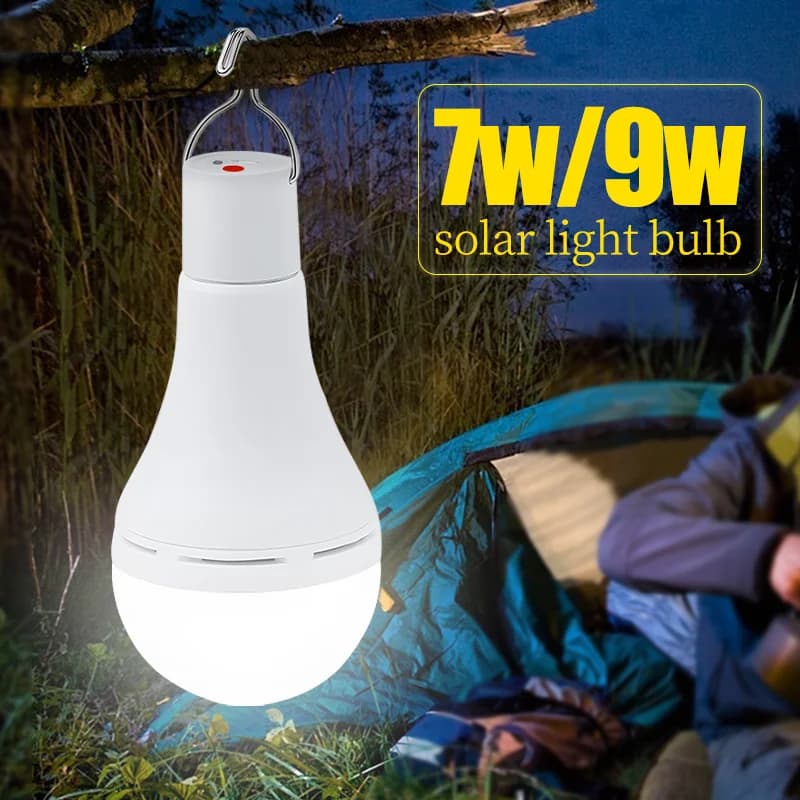 7-9W Solar Light Outdoor Waterproof Portable Solar Garden Hanging Light Hiking Fishing Waterproof USB Charged Emergency Lights