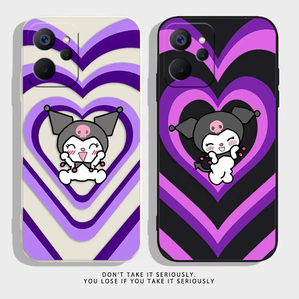 Purple Heart K-Kuromi Phone Case For OPPO Realme 11 10 9 8 8I 7 PRO GT NEO 2 NARZO 50 50A 60X 5G Silicone Case Funda Shell Capa