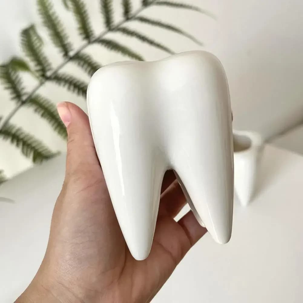 Funny Tooth Shape Ceramic Pen Pencil Pot Holder Storage Pens Dentist Organizer Dentistry Gifts Container Desk Stand New