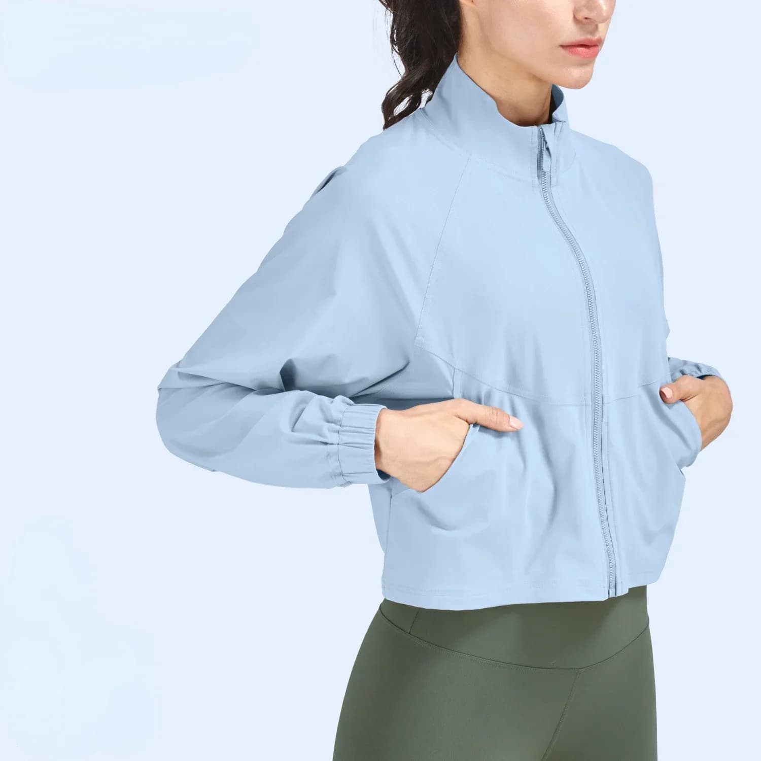 Women's Autumn Jacket Breathable Quick Dry Sport Outerwear Sweaters Cardigan High Collar Zipper Casual Loose Jacket