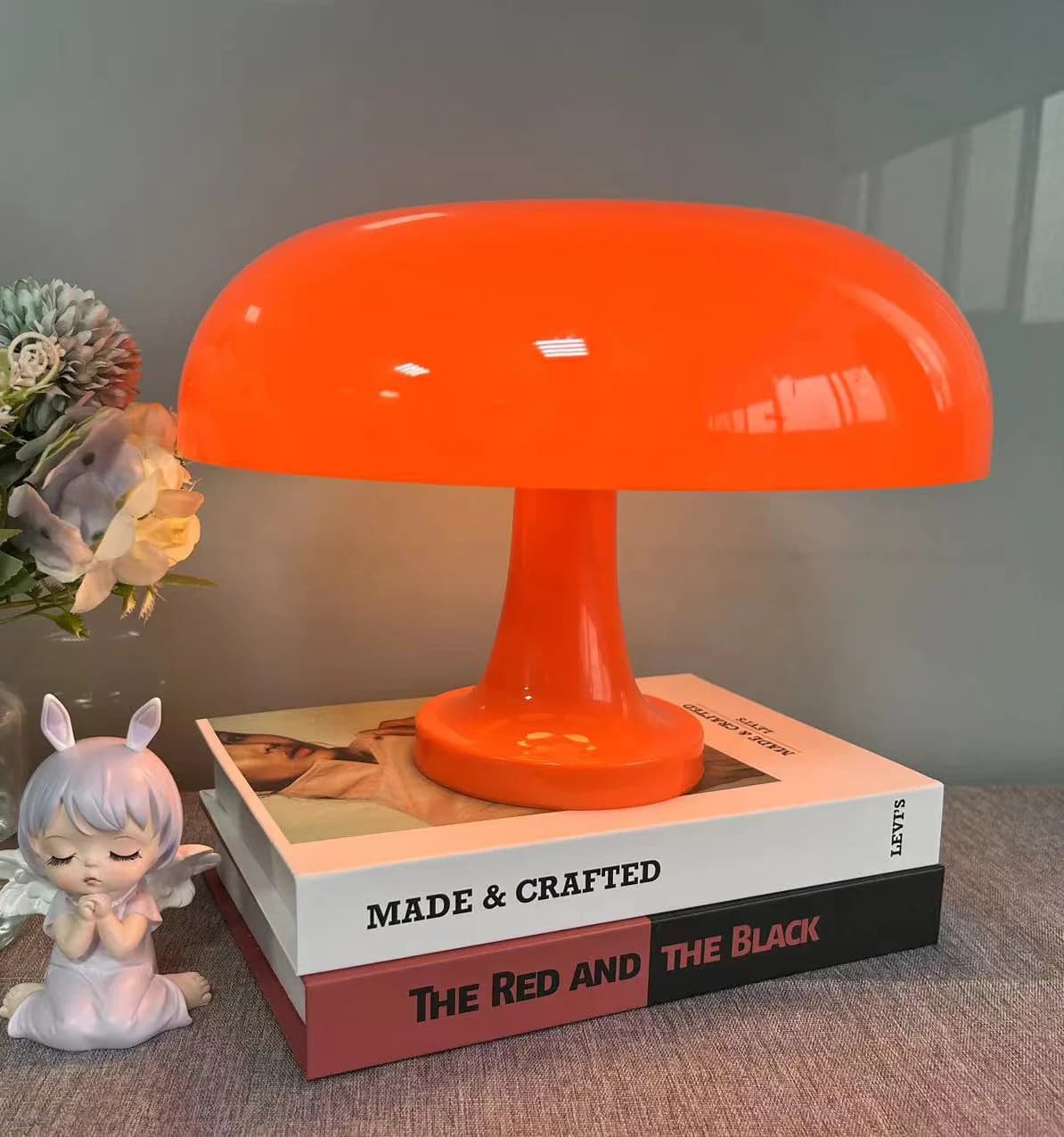 Mushroom table lamp minimalist modern bedroom bedside lamp Danish designer orange decorative table lamp