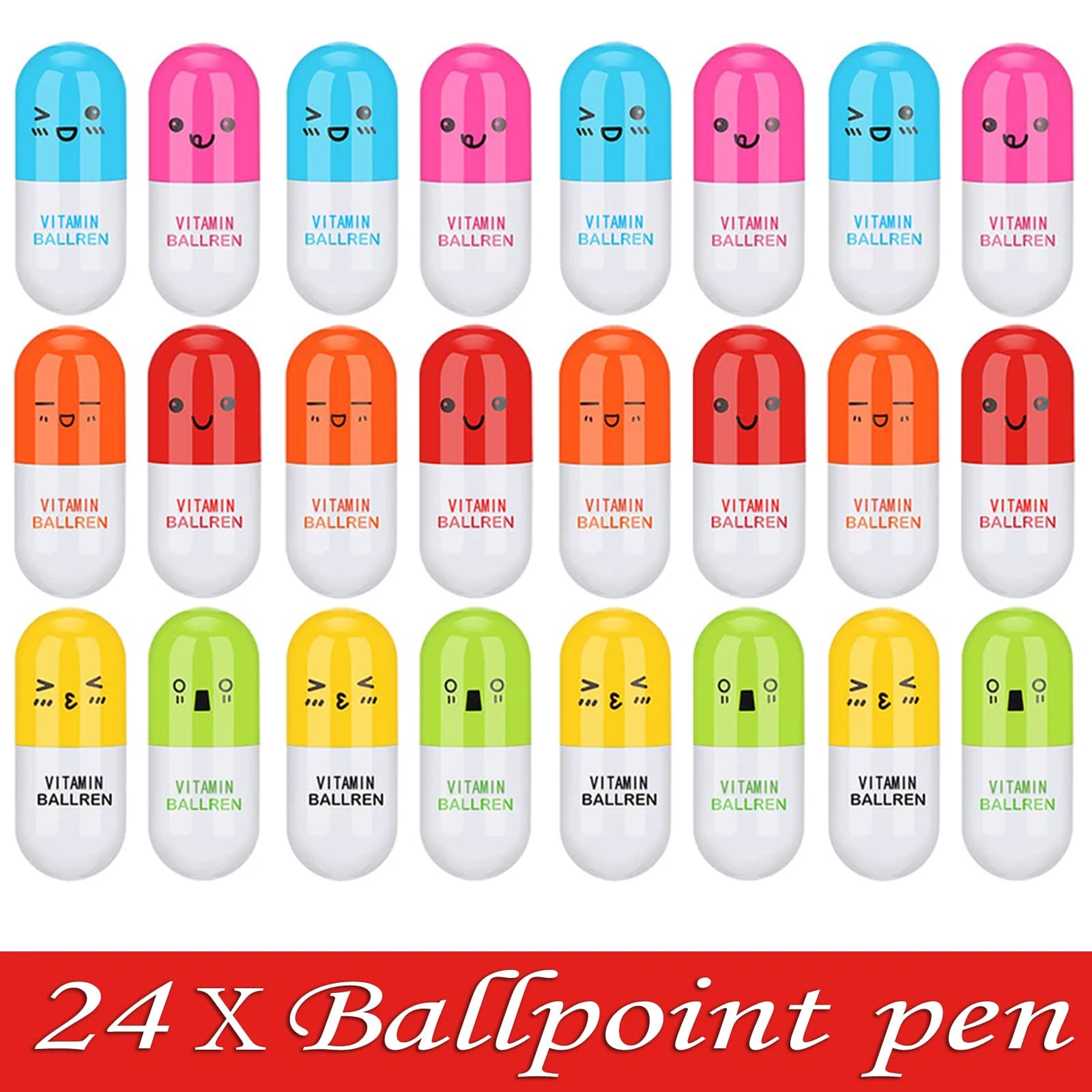24Pcs ill Pen Telescopic Capsule Ballpoint Pen School Pens Set Free Shipping Original Novel Pens for Writing Kawai Stationery
