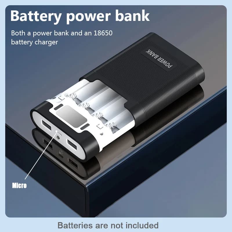 4*18650 Battery Holder Portable Power Bank Case one Micro + 5V Dual USB Output Power Bank Charger Shell Battery Storage Box