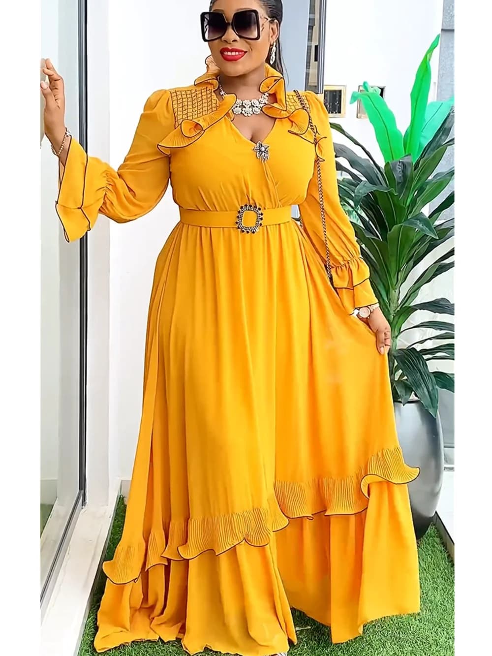 Plus Size African Party Dresses for Women 2025 New Fashion Dashiki Ankara Wedding Gowns Elegant Turkey Muslim Chiffon Maxi Dress