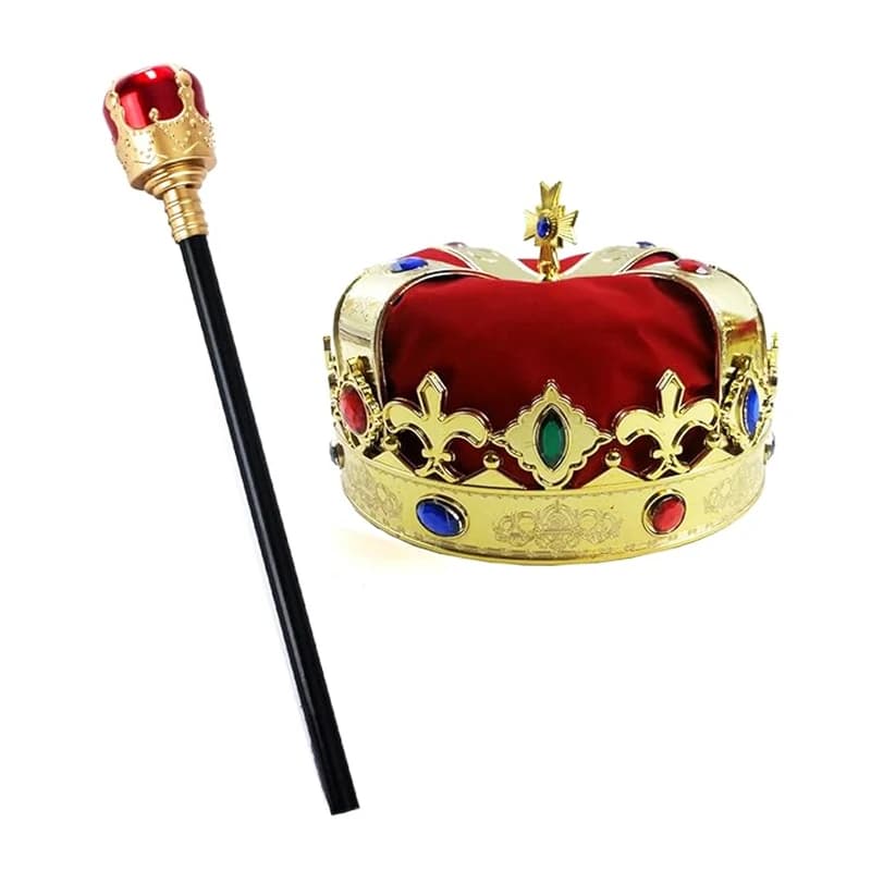 King Hat And Scepter Children's Performance Products Cosplay Princess Prince Cane Crown Birthday Hat Emperor's Queen's Scepter