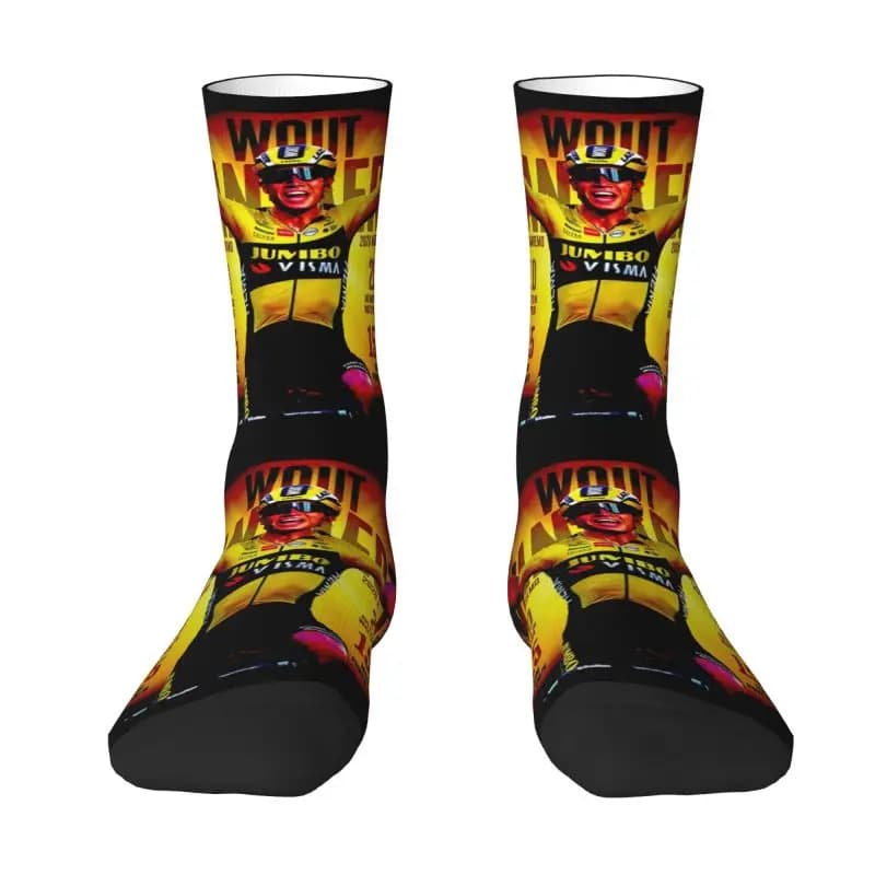 Novelty Printing Wout Van Aert Socks for Men Women Stretchy Summer Autumn Winter Crew Socks