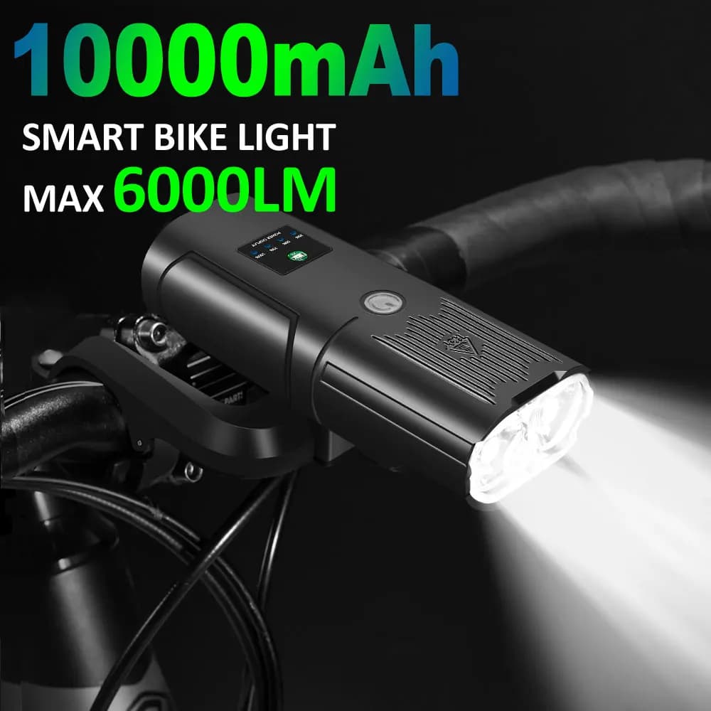 NEWBOLER Smart Bicycle Light Front 10000mAh Bike Light 6000Lumen Waterproof  USB Charging MTB Road Cycling Lamp Bike Accessories