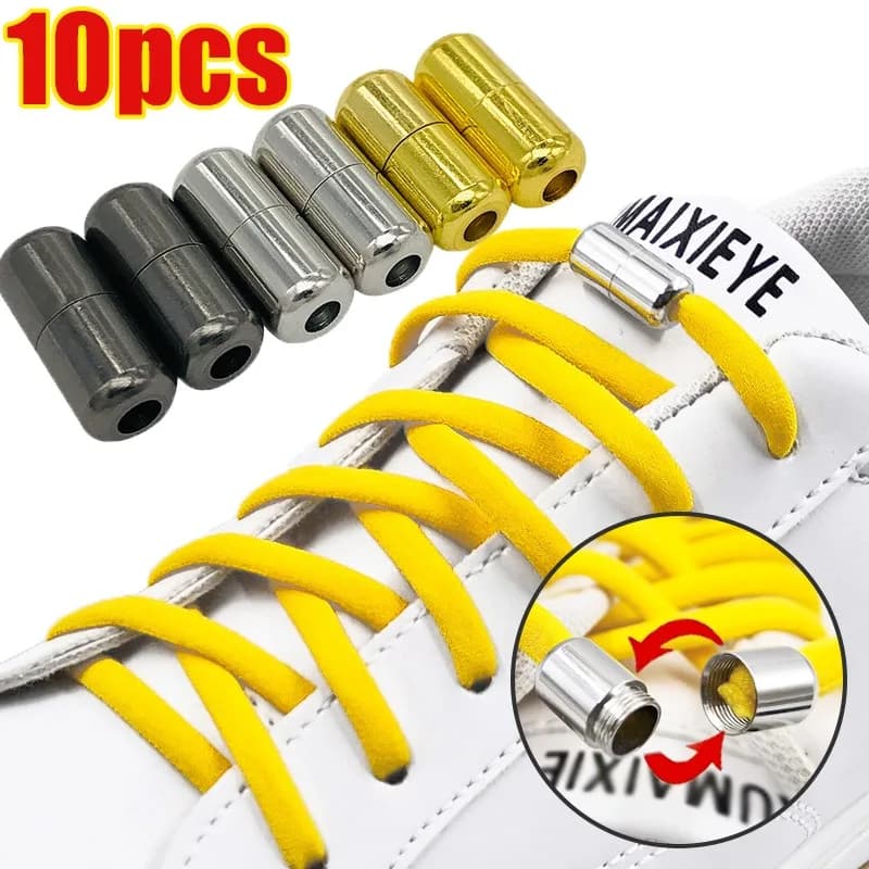 Tie-Free Metal Elastic Shoelace Buckles Quick Tie for Sneakers Shoe Laces Clasps Capsule Lock Shoe Decorations Accessories