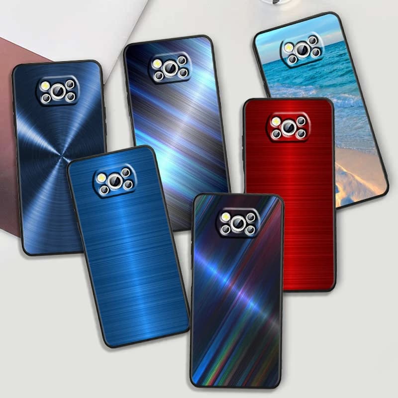 Red Blue Metal And Seawater For Xiaomi Mi Poco F5 F4 F3 F2 X5 X4 X3 M6 M5 M5S M4 M3 C40 Pro GT NFC 5G Black Cover Phone Case