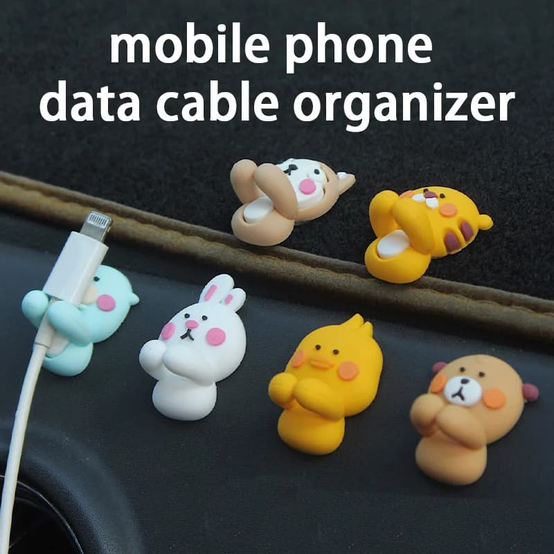 2Pcs Creative Cartoon Strong Backing Adhesive Mobile Phone Data Organizer Charging Headphone Cable Fixer Card Wire Finisher