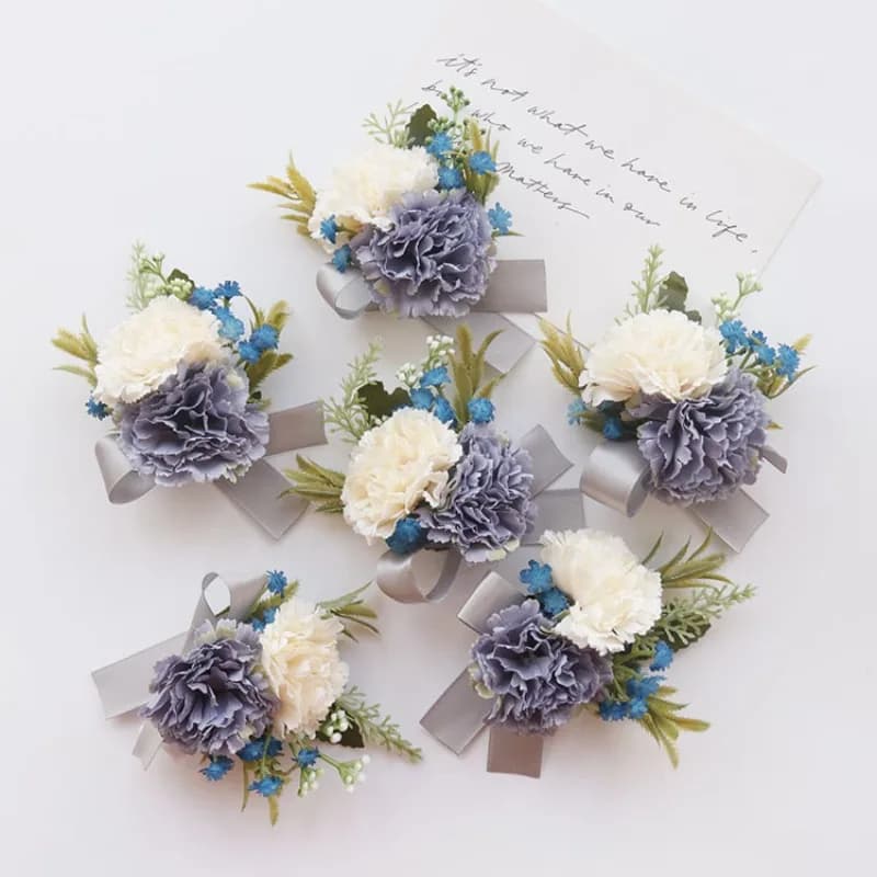 Artifical Flowers Boutonnieres for Groomsman Wrist Corsage Bridesmaid Wedding Accessories Invitada Boda Mujer