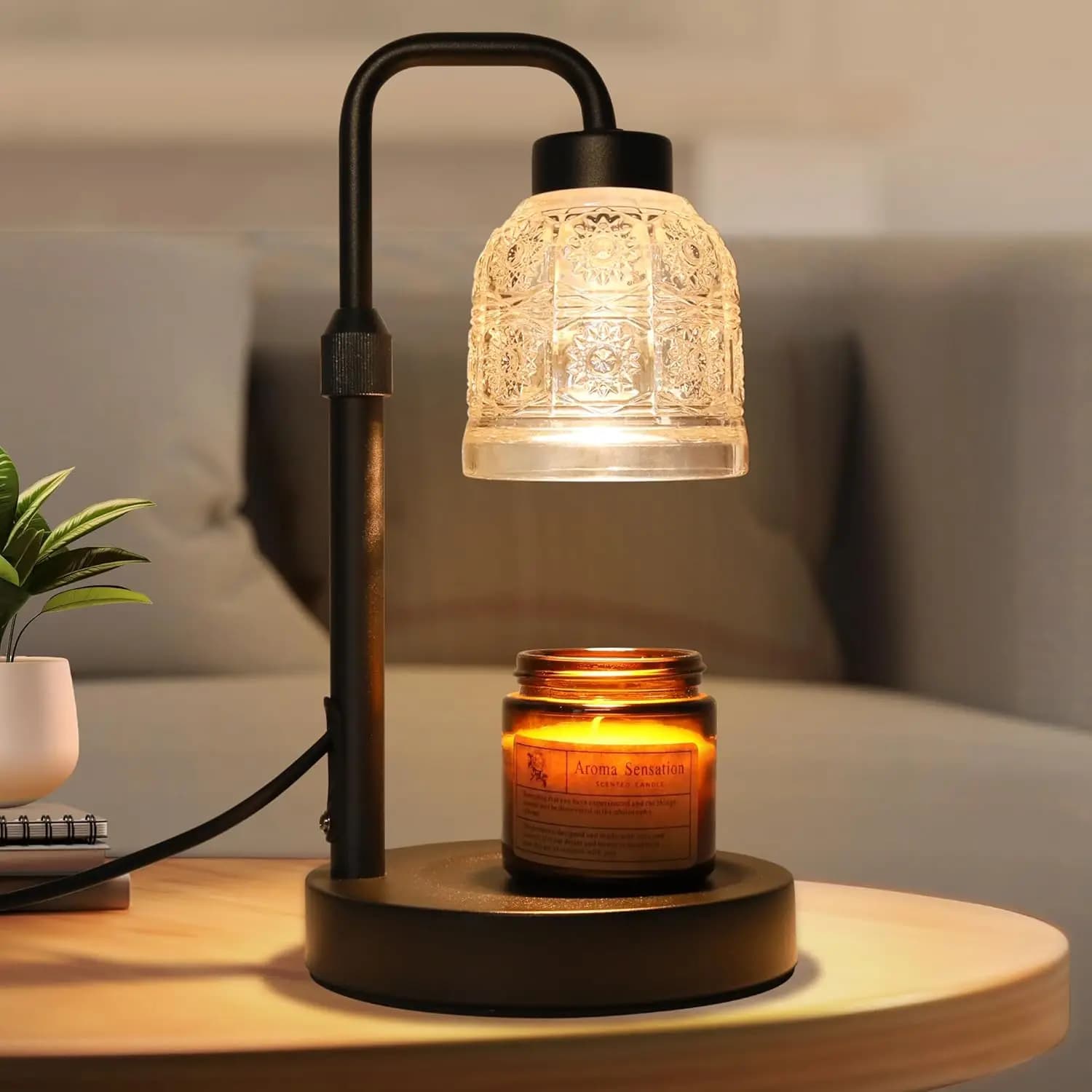 New Glass Wax Melting Lamp With Adjustable Timing Aromatherapy Candle Table Lamp Practical Gift Desk Lamp