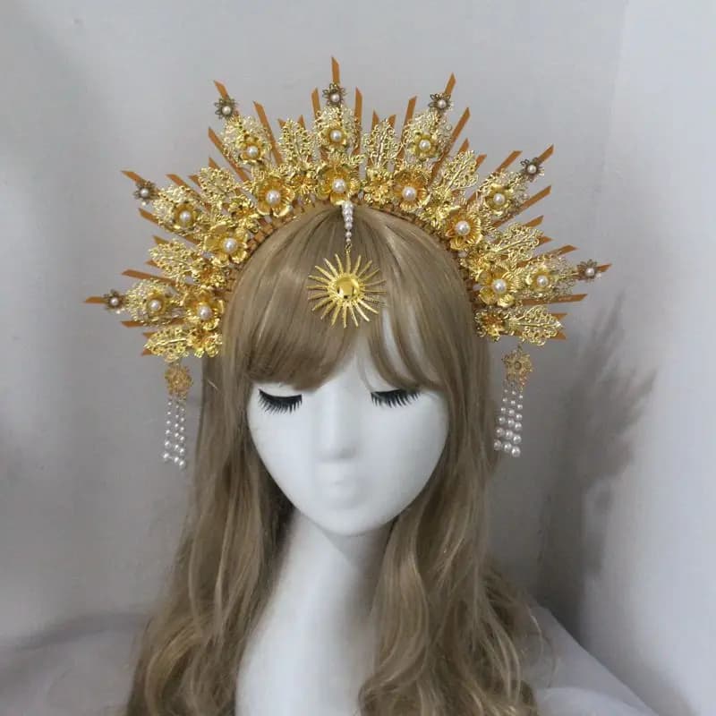 DIY Kit  Zip Tie Goddess Halo Crown Headpiece Gold Sunburst Celestial Pregnancy Maternity Headpiece Tiara For Photoshoot