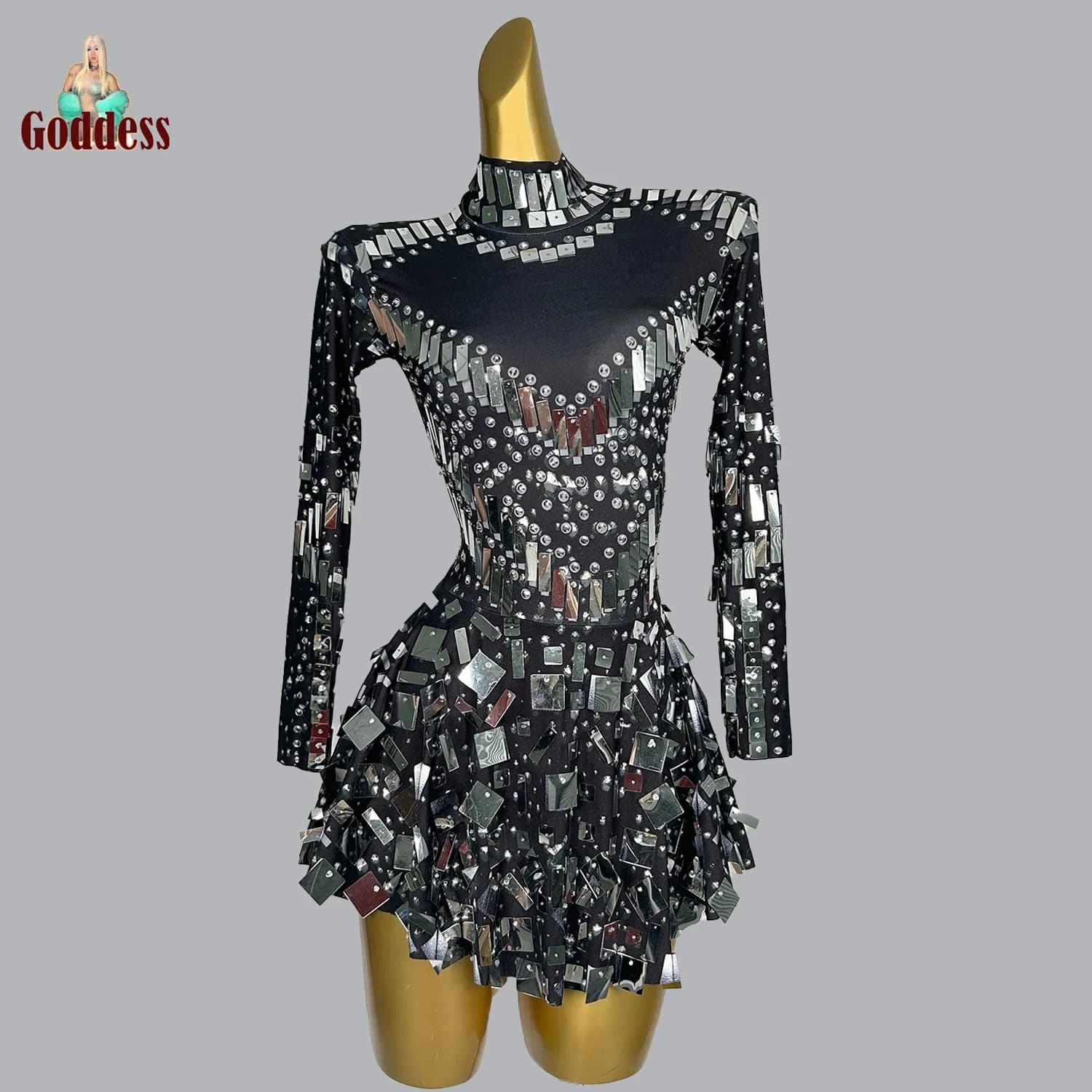 Sparkly Rhinestone Playful Slimming Dress Club Bar Disco Dance Bodycon Mini Dress Birthday Prom Club Showgirl Sexy Short Dress