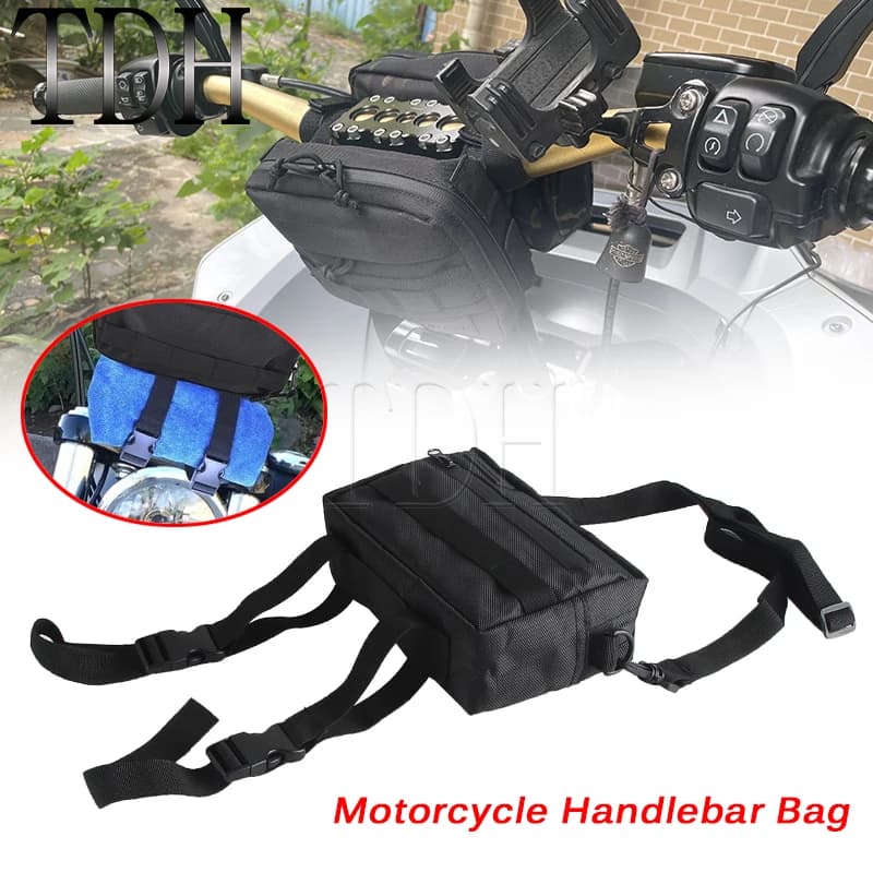 Motorcycles Sissy Bar T-Bar Handlebar Bag For Harley Softail M8 Dyna Sportster Custom Front Handle Bars Bags Travel Pouch Bag
