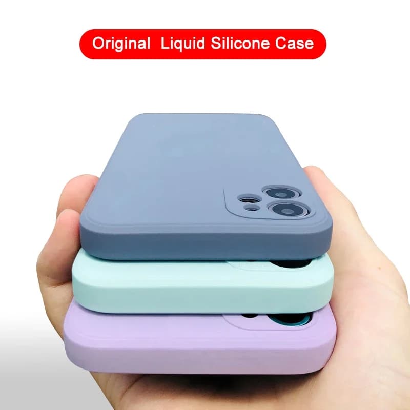 Fashion Straight Edge Liquid Silicone Case For iPhone 16 15 14 13 12 11 ProMax mini Original Case XR X XS 7 8 Plus SE 2020 Cover