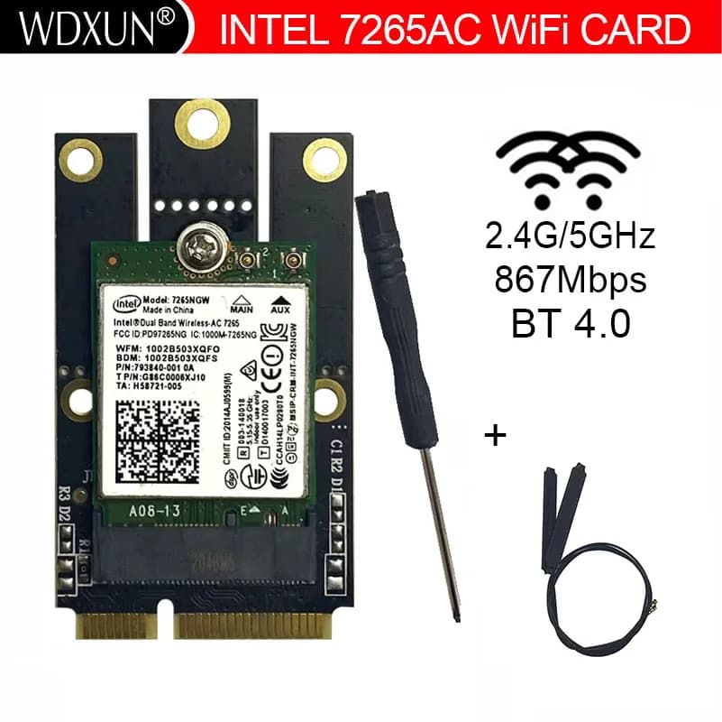 Wireless Card Dual band intel Wireless AC 7265 7265NGW ac7265 7265ac 802.11ac WiFi + Bluetooth 4.0 867Mbps NGFF lan card