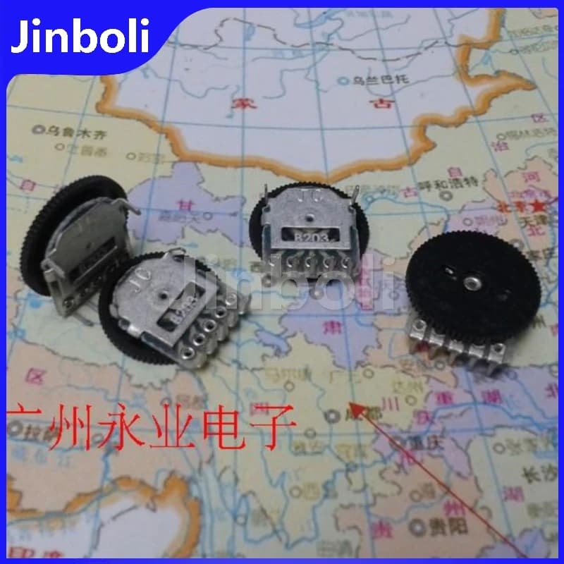 10PCS 14*1MM Double Gear Dial Potentiometer 5Pins B20K B203 14X1MM Volume Adjustment Switch 20K Ohm New