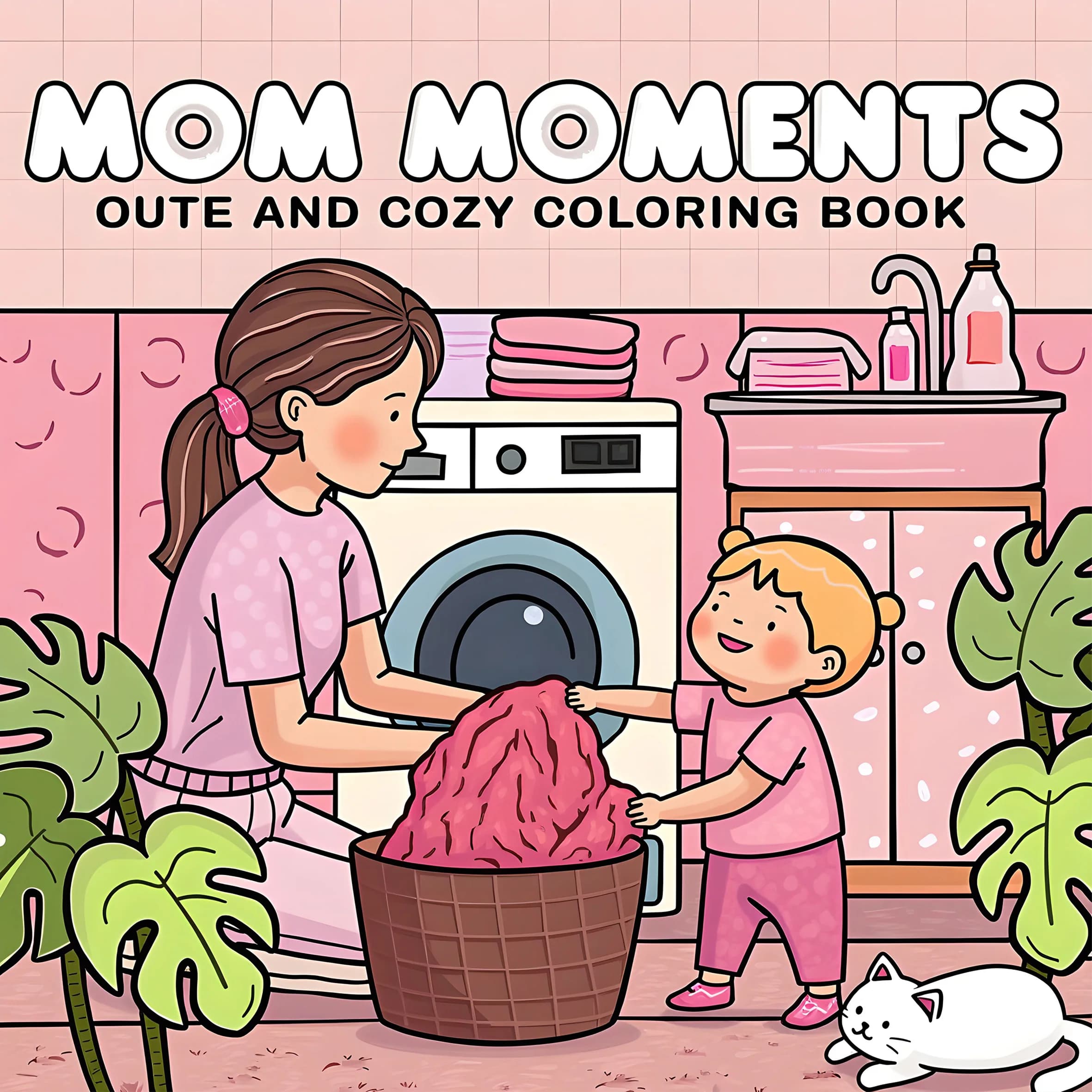MOM MOMENTS : Coloring Book for Adults Featuring Cute Cozy Daily Activities for Relaxation (Cozy Spaces Coloring)