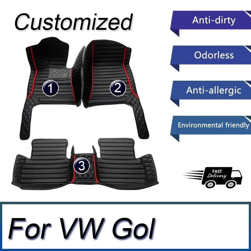 Custom Automotive Car Floor Mats For VW Gol 2018 2019 2020 2021 2022 Auto Luxury Leather Men Women Car Mats Full Coverage