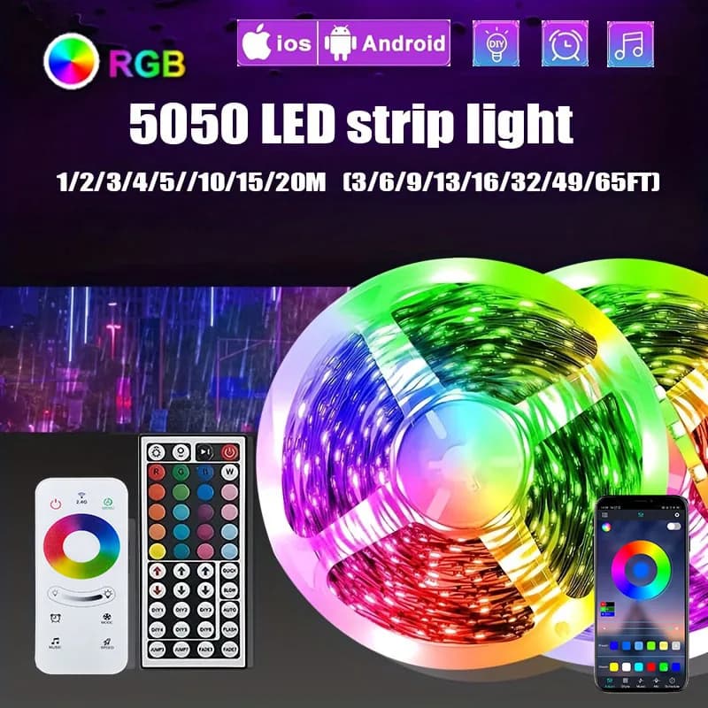 1-30M/100FT USB LED RGB Strip Lights SMD 5050 Bluetooth APP Touch Remote Control DC5V Neon Strip TV Backlight For Home Decor