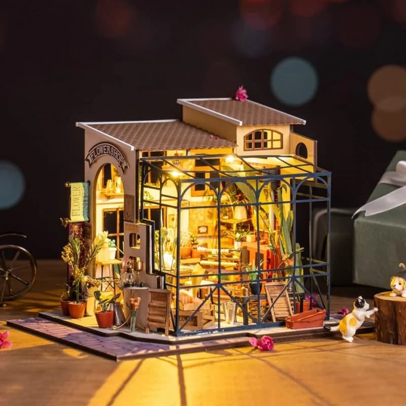 Robotime Mini House DIY Dollhouse Kit with Furnitures Accessories 1:24 Scale Craft Kit  Emily's Flower Shop