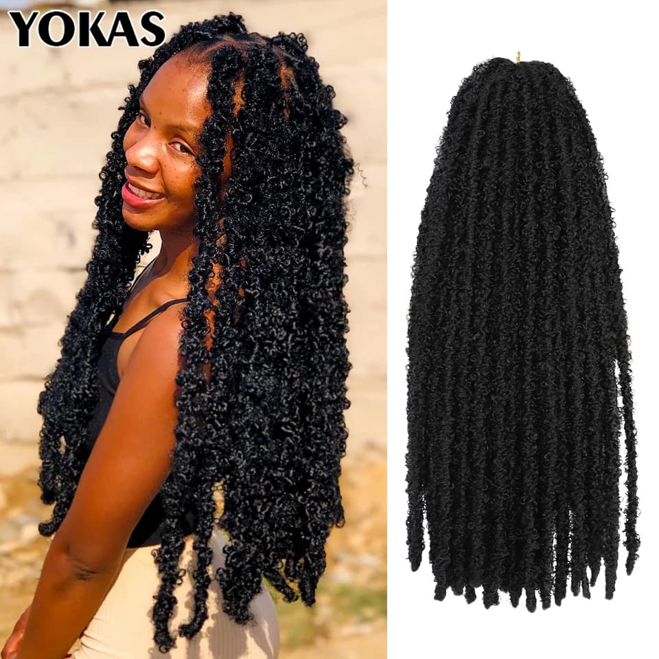 Butterfly Locs Crochet Hair Extensions Synthetic For African Women 24 36 Inch Afro Curl Braiding Hair Strands For Black Female