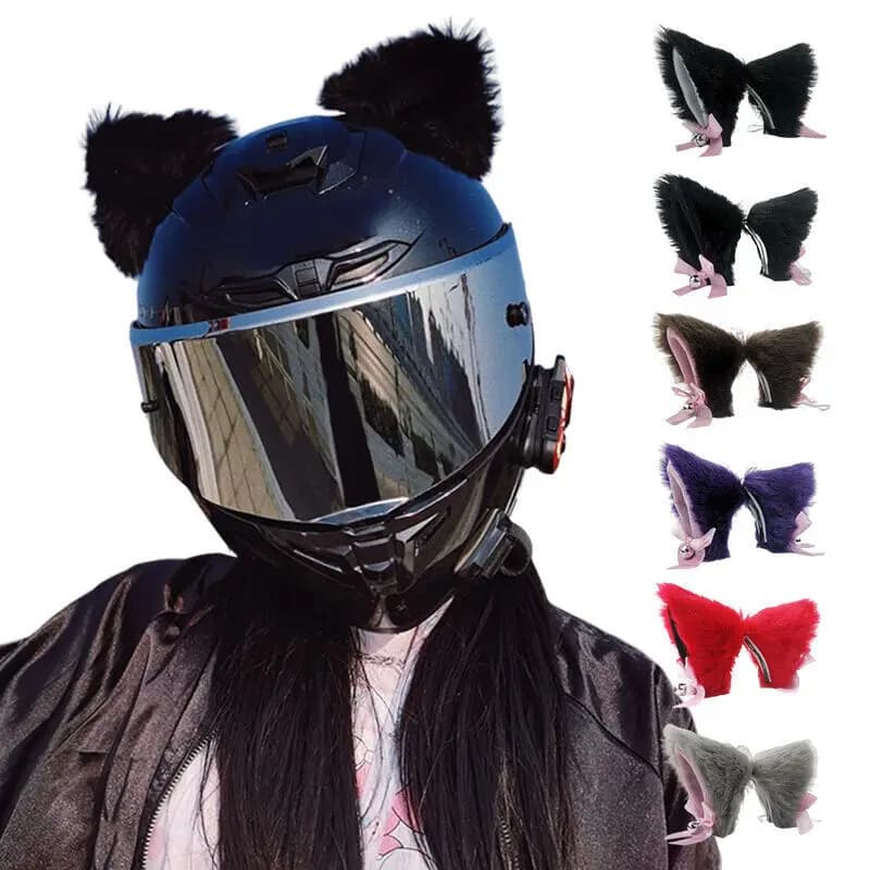Motorcycle Helmet Cat Ears Decoration Cute Plush Stickers Motocross Helmet Full Face Off Road Helmet Decor Cosplay Styling