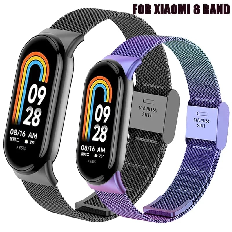 Metal Band Stainless Steel Strap for Xiaomi Mi Band 8 Smart Bracelet Replacement Accessories Watchband Miband 8 Smartwatch