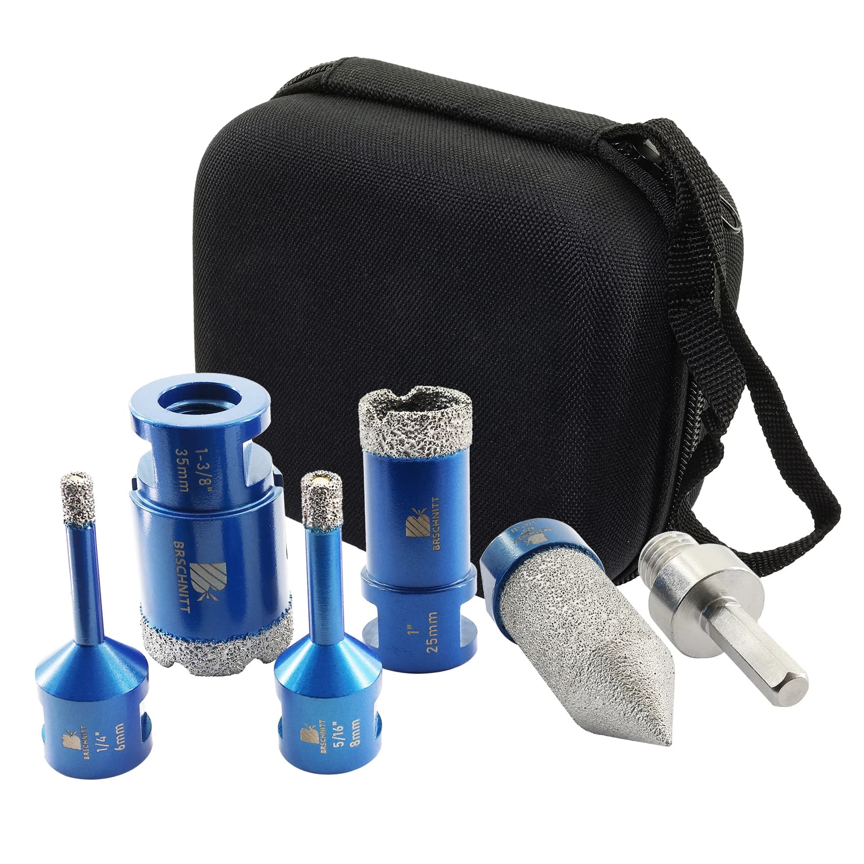 BRSCHNITT-Diamond Drilling Bits Kit, Tile Drill for Drilling Milling Ceramic Marble Granite, 58 11 Thread Hole SawDrill, 6PCs
