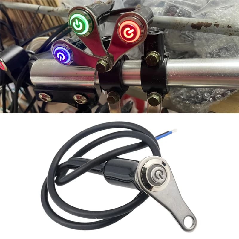 LED Motorcycle Switch ON+OFF Handlebar Mount Aluminum Alloy Waterproof 12V Fog Light Lamps Motorbike Horn Push Button Switch