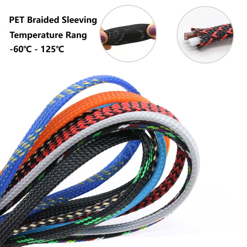2/10m Insulated Braid Sleeving 2 - 40mm Tight Expandable PET Wire Cable Gland Protection Cable Sleeve Flame Retardant Nylon Tube
