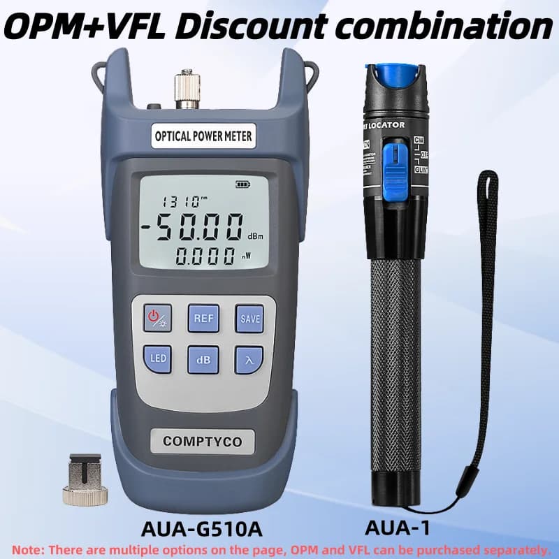 Optical Power Meter(OPM -50 ~+26dBm)&Visual Fault Locator(1/10/20/30/50mw VFL) FTTH Fiber Optic Cable Tester Tool Kit (Optional)