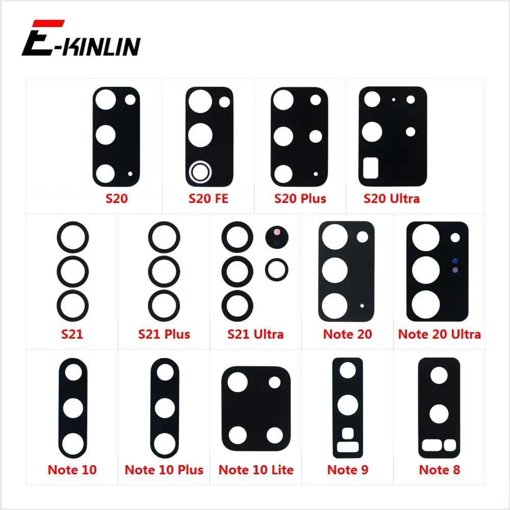 Rear Camera Lens With Glue Sticker For Samsung Galaxy Note 20 10 9 8 S21 S20 Plus Ultra FE Lite Back Camera Glass Parts