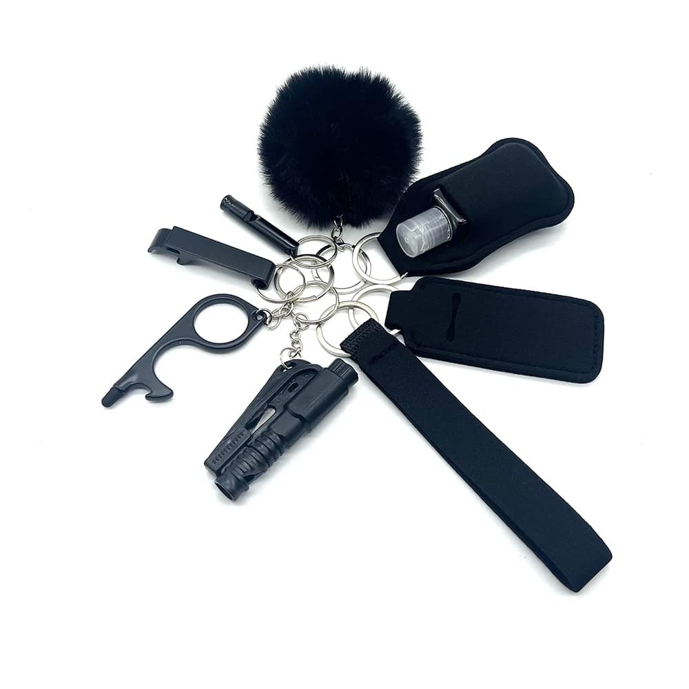 9pcs multifunctional and convenient female keychain set, 9-piece self-defense and safety protection keychain set