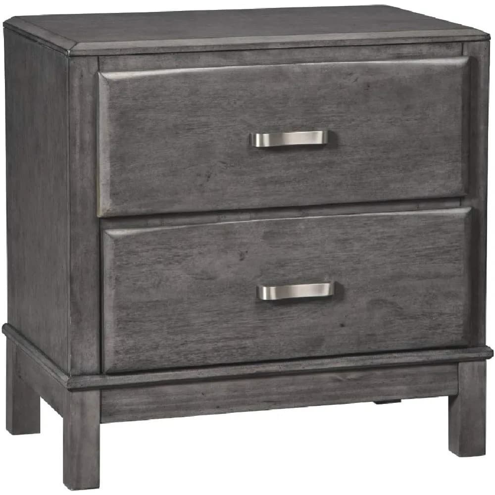 n by Ashley Caitbrook Contemporary 2 Drawer Nightstand with Dovetail Construction, Weathered Gray
