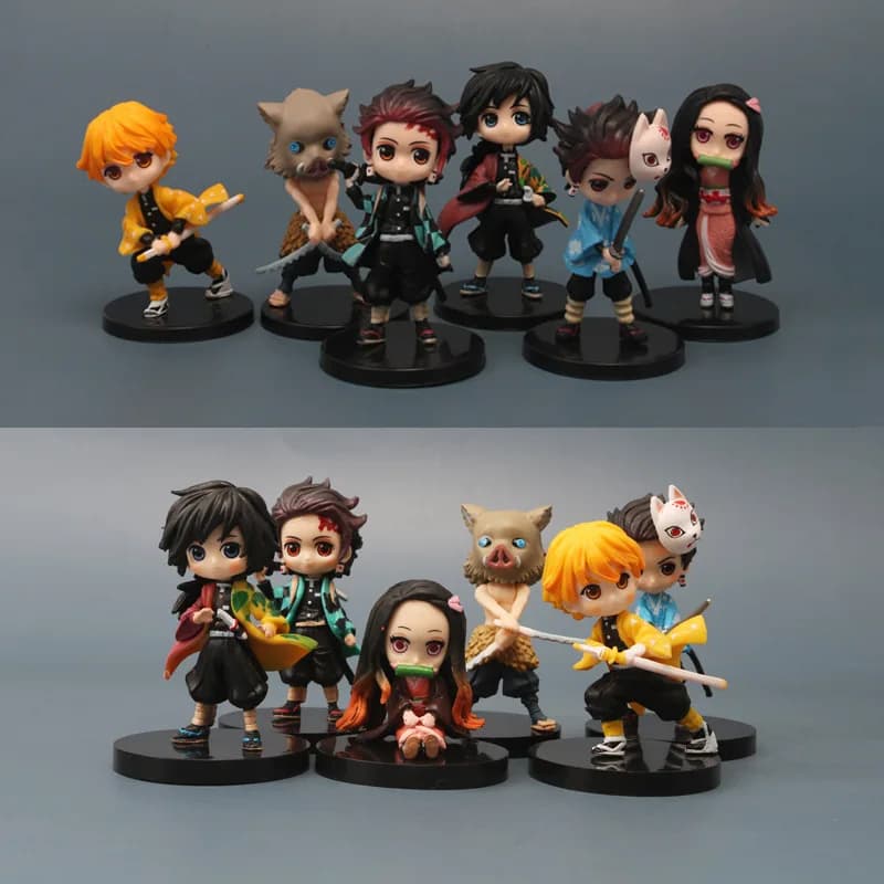 6PCS Anime Demon Slayer Kimetsu no Yaiba figure Kamado Tanjirou Action Figure Agatsuma Zenitsu Nezuko Warrior PVC Model Toys