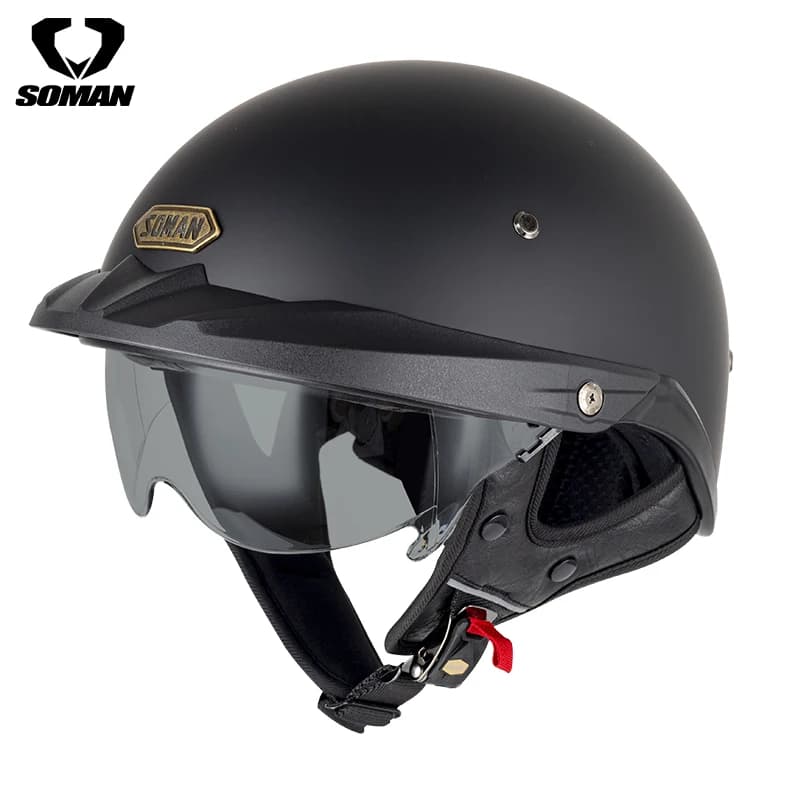 Special Retro Half Face Motorcycle Helmet for Men Black Vintage  DOT Approved Helmets