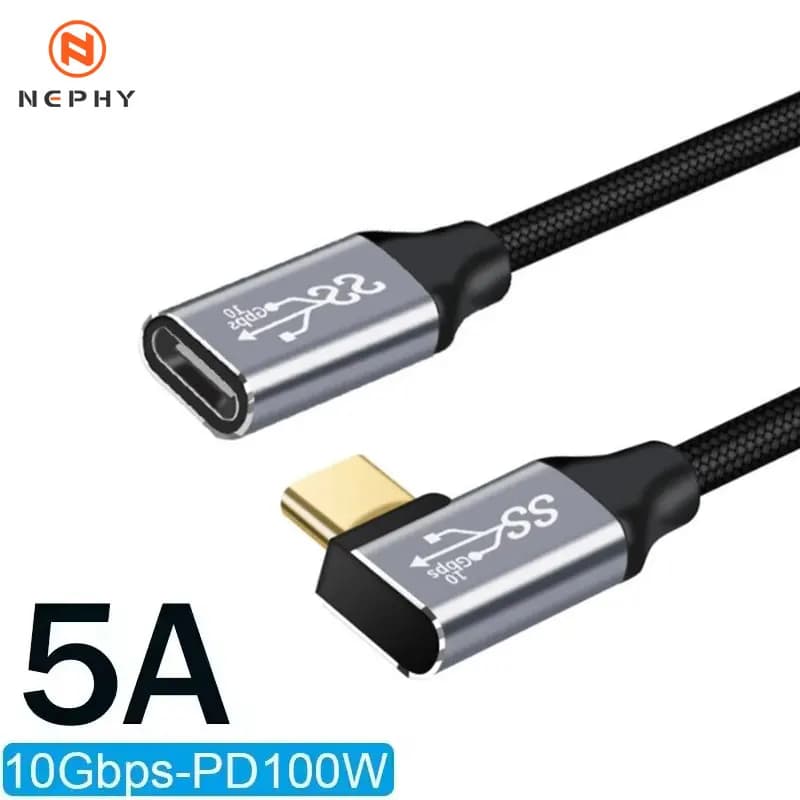 100W PD Fast Charging Cable Male to Female Data Line 4K@60HZ Video Cord 10Gbps USB 3.1 Gen 2 Type C Extension Cable For Laptop