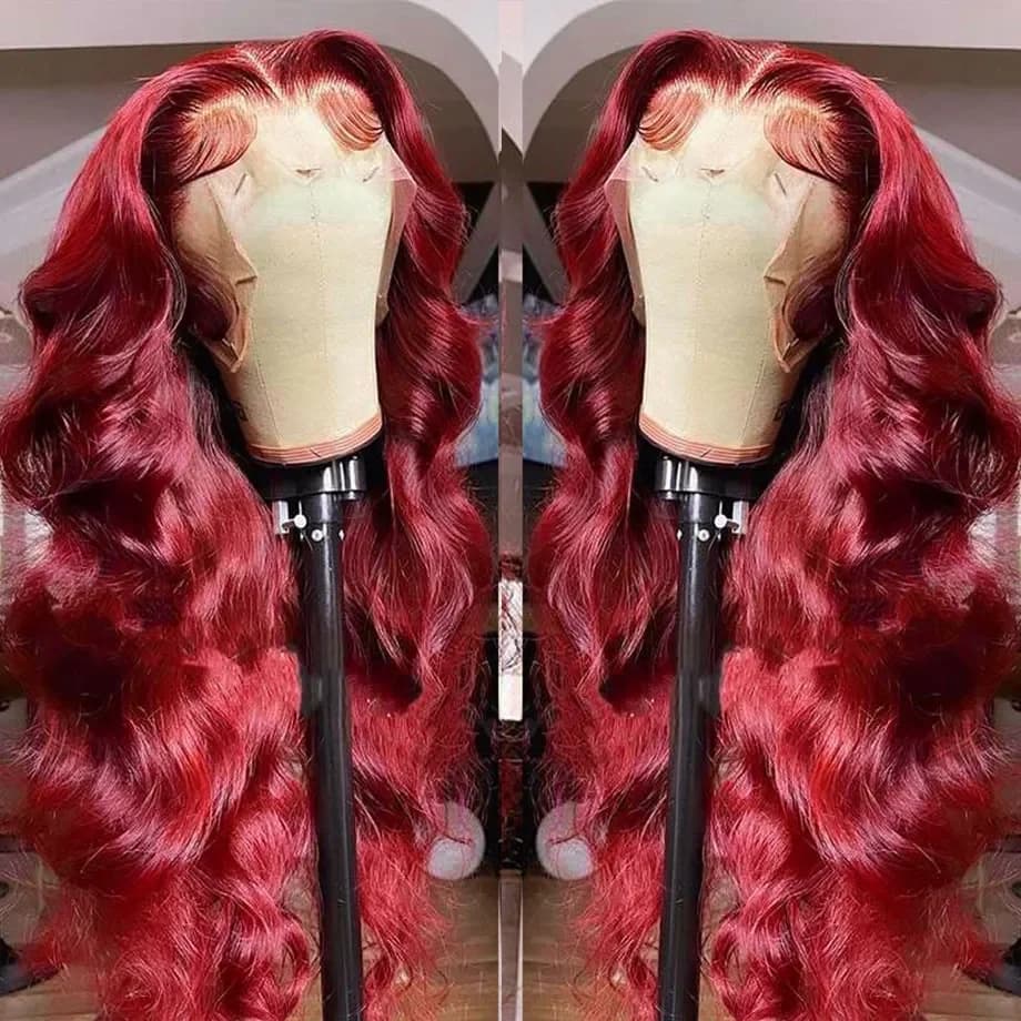 30 32 Inch 99j Burgundy 13x6 Hd Body Wave Lace Front Human Hair Wigs Red Colored Wigs Human Hair Brazilian Frontal Wig For Women