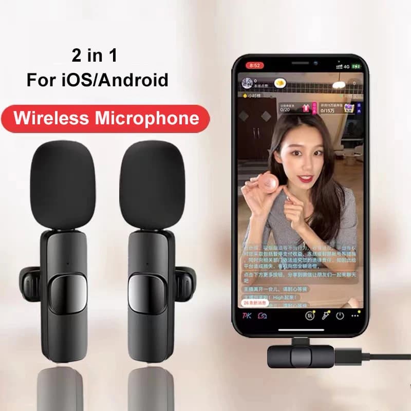 Wireless Lavalier Microphone Portable Audio Video Recording Mic For IPhone Android Mobile Phone Live Broadcast Game Microfonoe