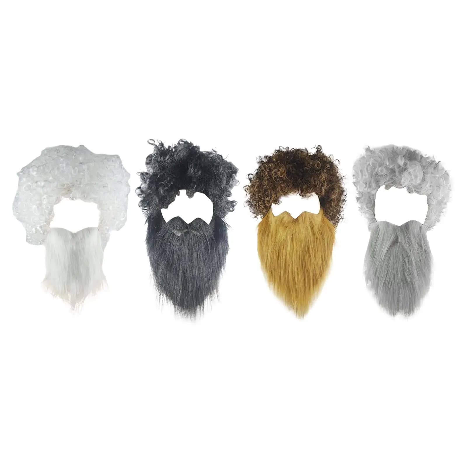 Hair and Beard Set Costume Accessories Fake Mustaches for Operas Festive