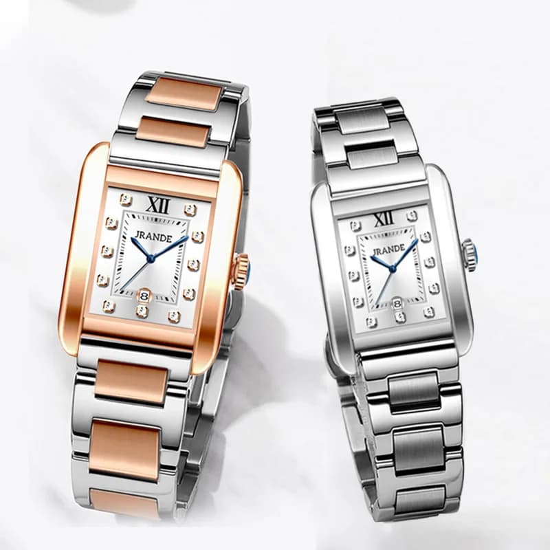 Elegant Watch Woman Steel Silver Diamond Waterproof  Wristwatches Female Gifts Rectangular Luxury Brand Ladies Hand Clock Golden