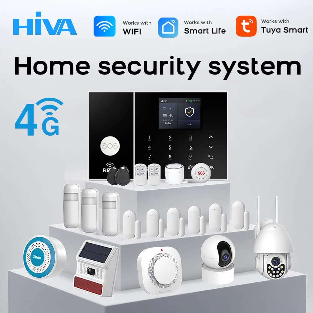 Wireless Home Alarm System Phone 4G Wifi Residential alarm Tuya Smart Home Child Safety protection Anti-theft Camera automation
