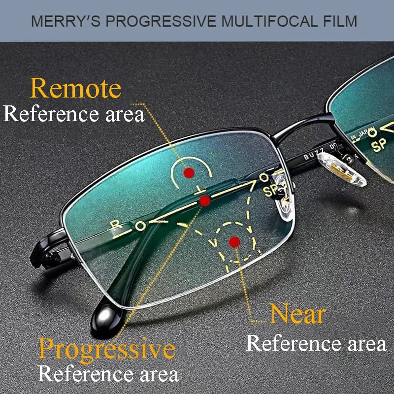 Titanium Progressive Multifocus Reading Glasses Blue Light Blocking Anti-fatigue Metal frame Multifocal Readers Eyeglasses