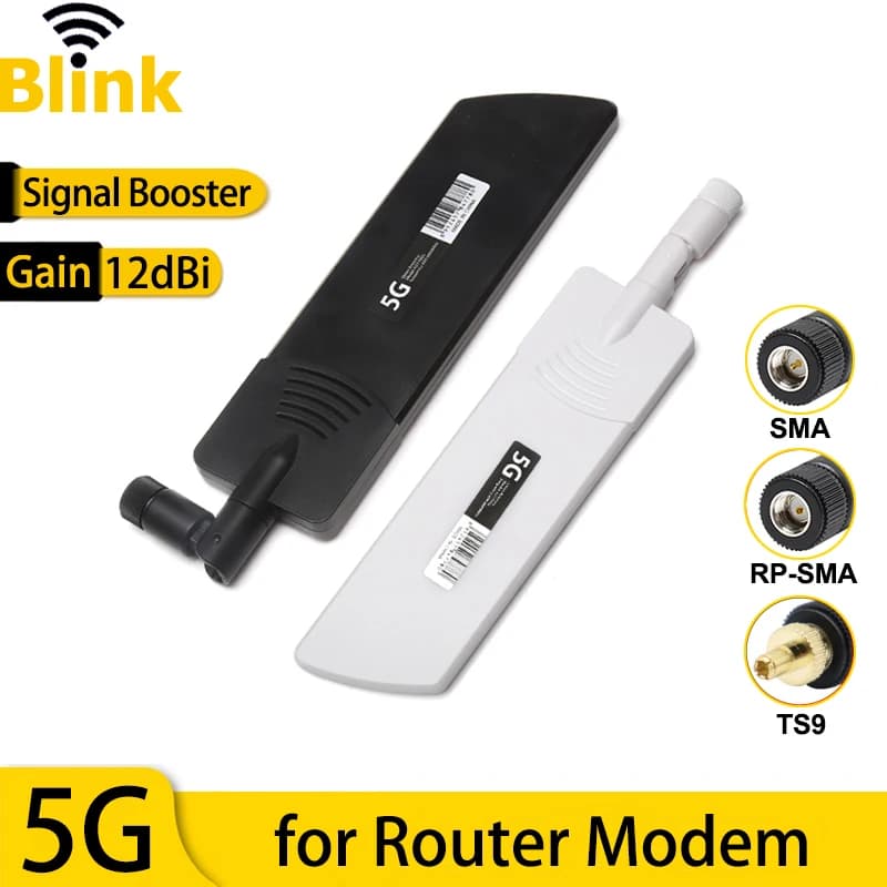5G WiFi Router Antenna 40dBi Booster Indoor 4G 3G 2G GSM Mobile Network Signal Amplifier Full-band Omni Antenna TS9 SMA RP-SMA