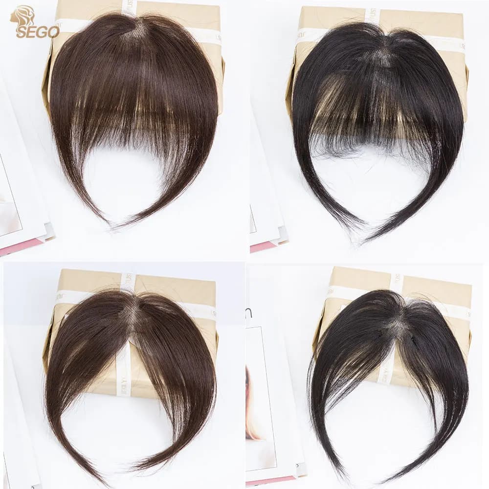 Sego 360° 3D Cover Clip in Bangs Real Human Hair Bangs Clip in Hair Topper for Women Hair Bangs Clip in Hairpieces for Daily Use