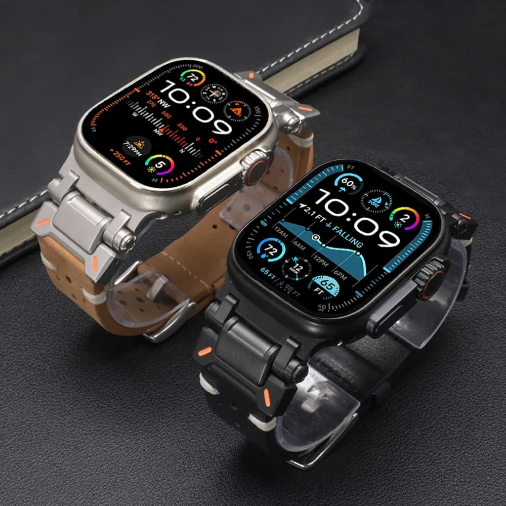 Luxury Leather Band for Apple Watch Ultra 2 49mm Series 10 46mm 9 8 7 45mm Correa Strap for iWatch 6 5 4 Se 3 44mm 42mm Bracelet